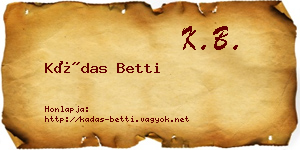 Kádas Betti névjegykártya